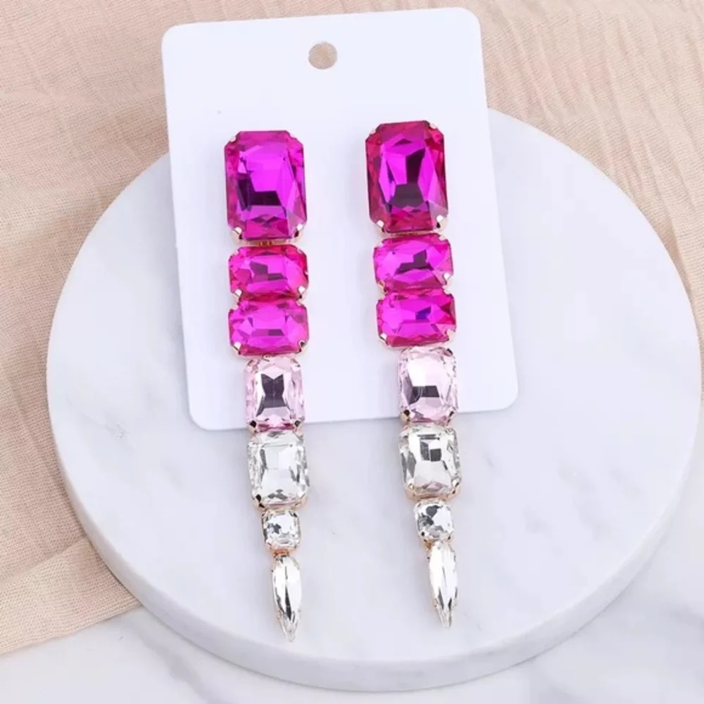 Big crystal drop earrings